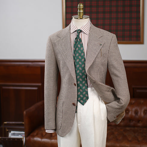 Brown Houndstooth Wool Blazer and Wool Suit – Classic Men’s Wool Blazers Plus Size